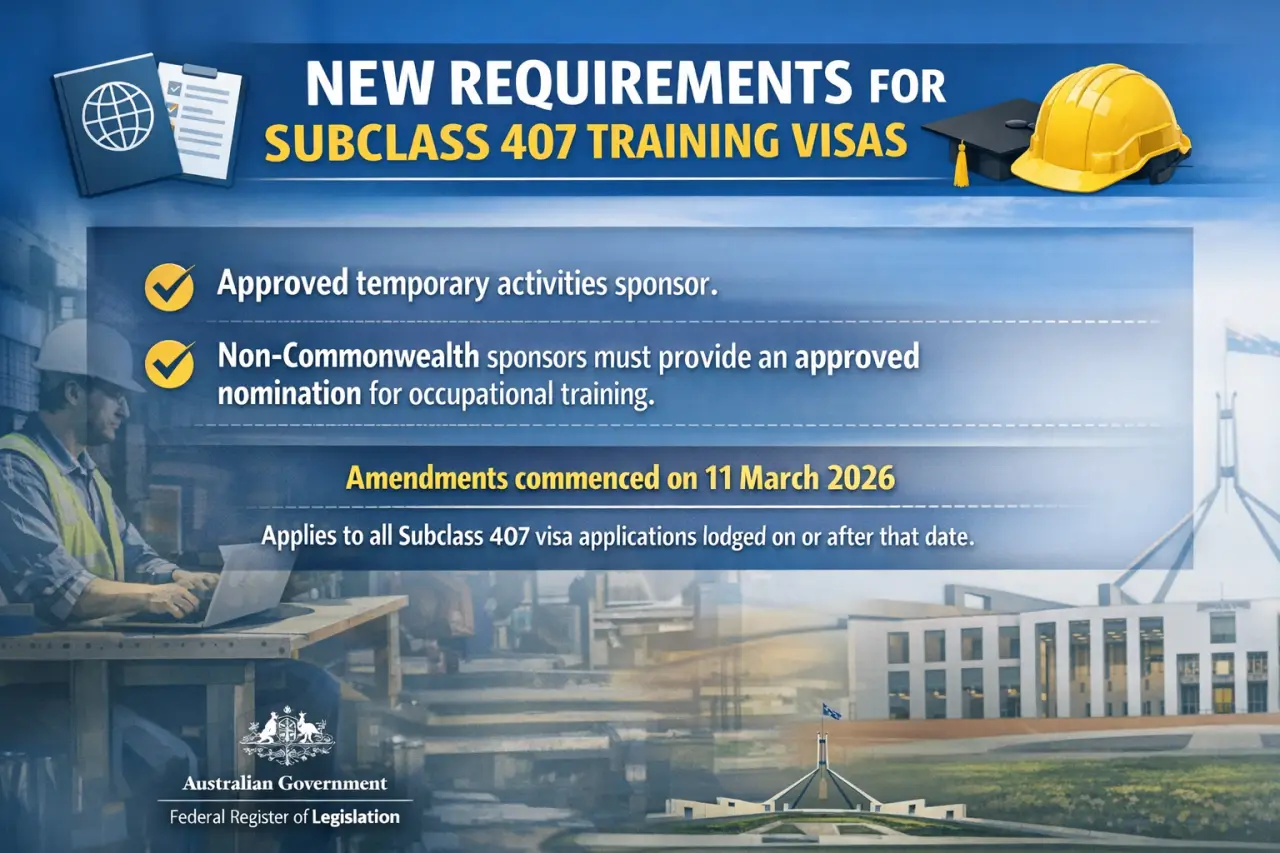 Subclass 407 Training Visa Validity Requirement Changes – Effective 11 March 2026